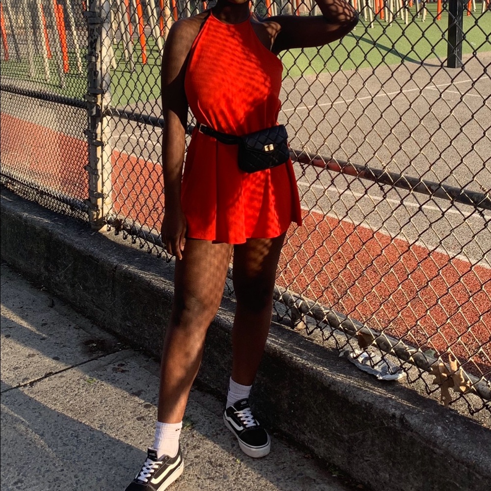 Cute orange mini dress from Zara